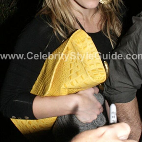 NEW JJ Winters Hilary Duff Kristen Cavallari Clutch Beige Cream Croc Leather - Picture 12 of 16